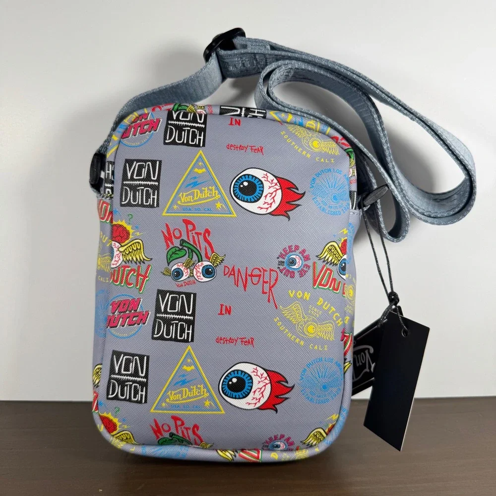 Von Dutch Crossbody Bag Vintage Y2K Graphic Grey OS VDCB-004 New With Tags Rare